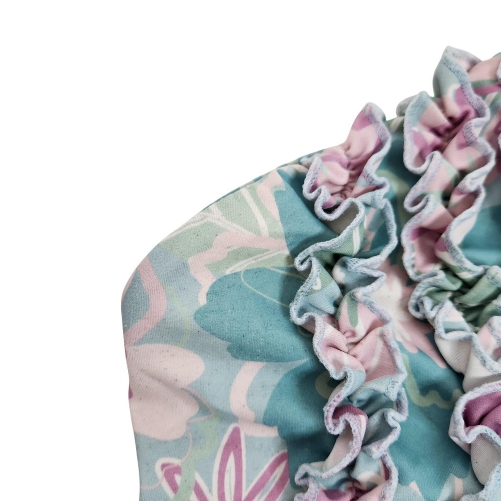 RUFFLEBUTTS Swim Set Girls 4T Blue Floral Ruffle Rash Guard Top Bottoms Beach - Picture 6 of 9